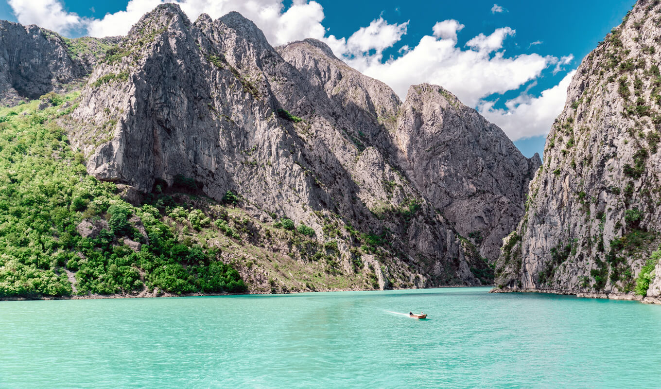 Lake Komani with the Albanian fjords