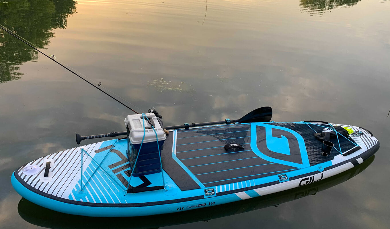 GILI meno inflatable paddle board with complete fishing accessories